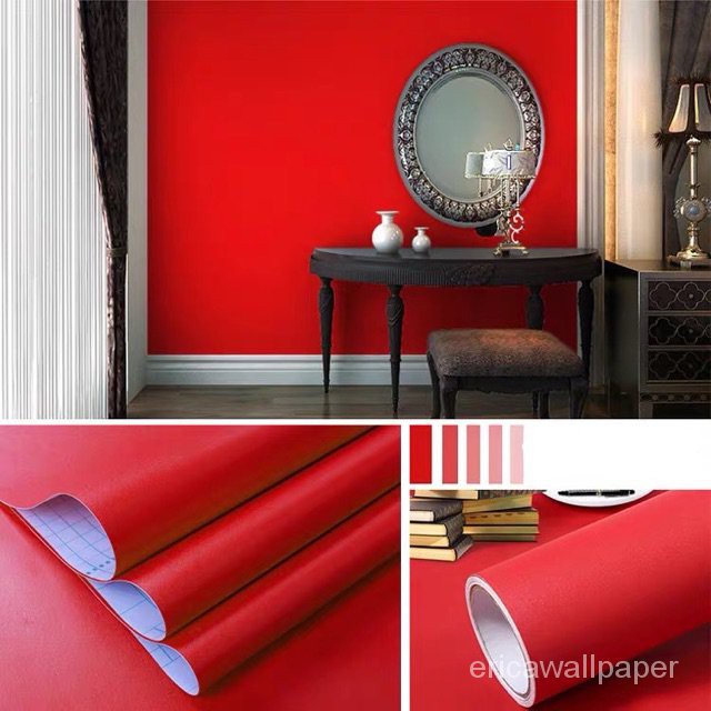 Ericawallpaper BHW red wallpaper stickers pvc waterproof Wall ...