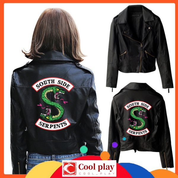 Women Riverdale Serpent Jakcets Women Streetwear PU Leather Long Sleeve Jacket trend Printed Southside Serpents Jackets American Drama Shopee Philippines