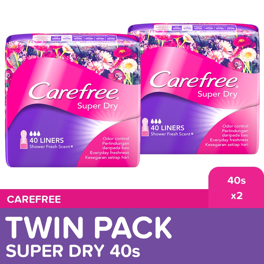 Carefree Super Dry Scented Panty Liners 40s Twin Pack Feminine Care