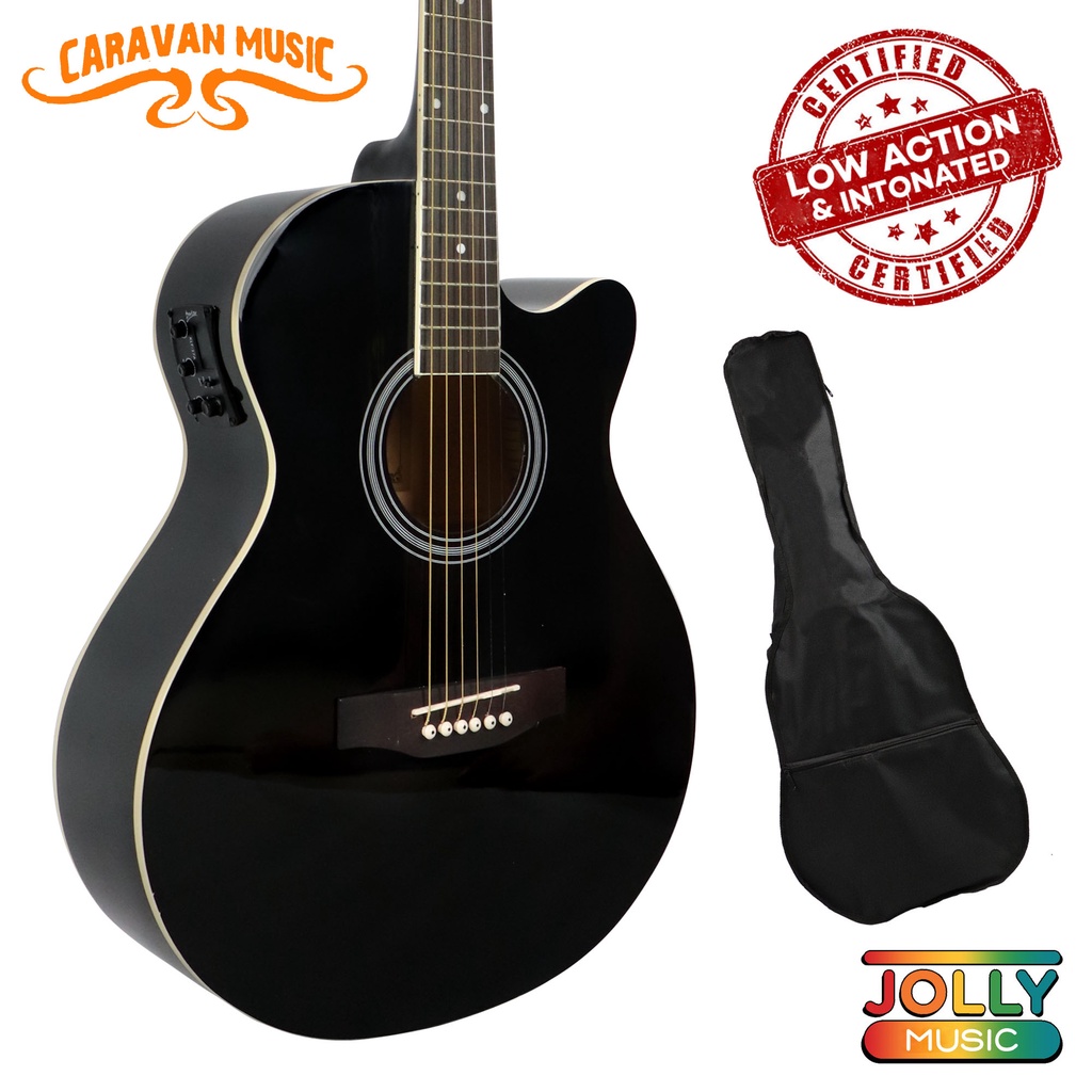 Caravan HS 4010 40 inch Acoustic Electric Guitar with Low Action
