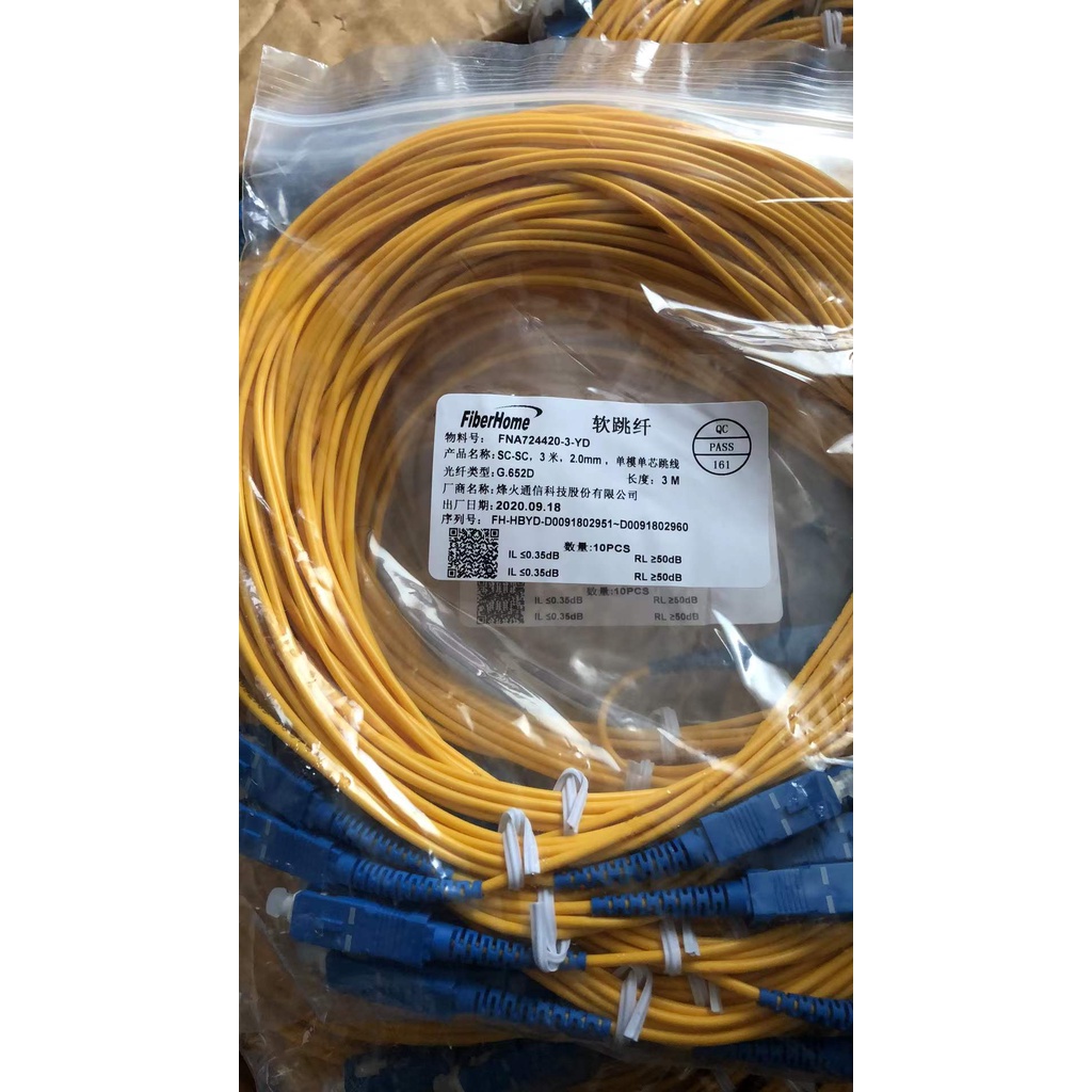 Fiberhome brand SC UPC to SC UPC Singlemode Simplex Fiber Optic Patch ...