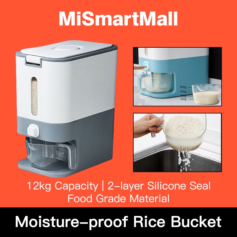 Sealed Rice Cylinder 12KG Capacity Nano Bucket Insect-Proof Moisture ...
