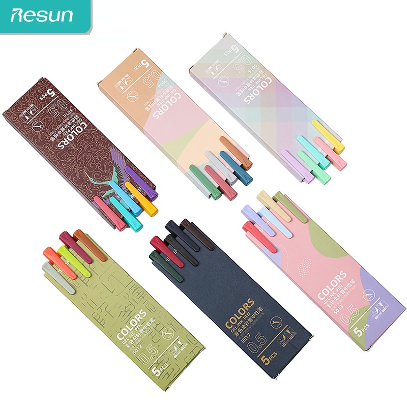 5pcs Morandi Color Gel Pen Color Boxed Hand Account Pen Student ...