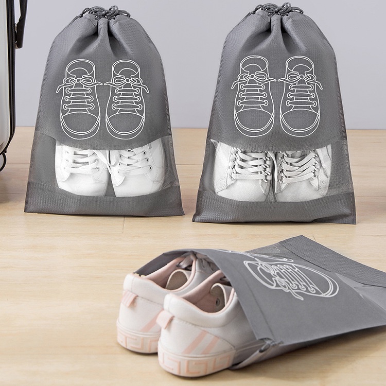 CJK Shoe storage bag Non-Woven Drawstring Shoes Storage Bags Travel Shoe  Bags with Transparent Slot