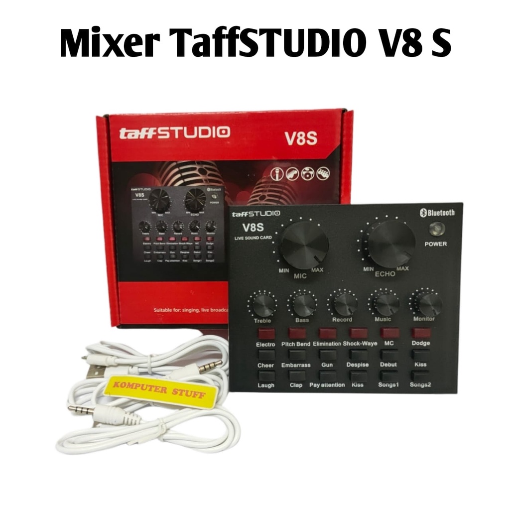 Taffstudio Bluetooth Audio Mixer USB External Broadcast V8S Sound Card ...