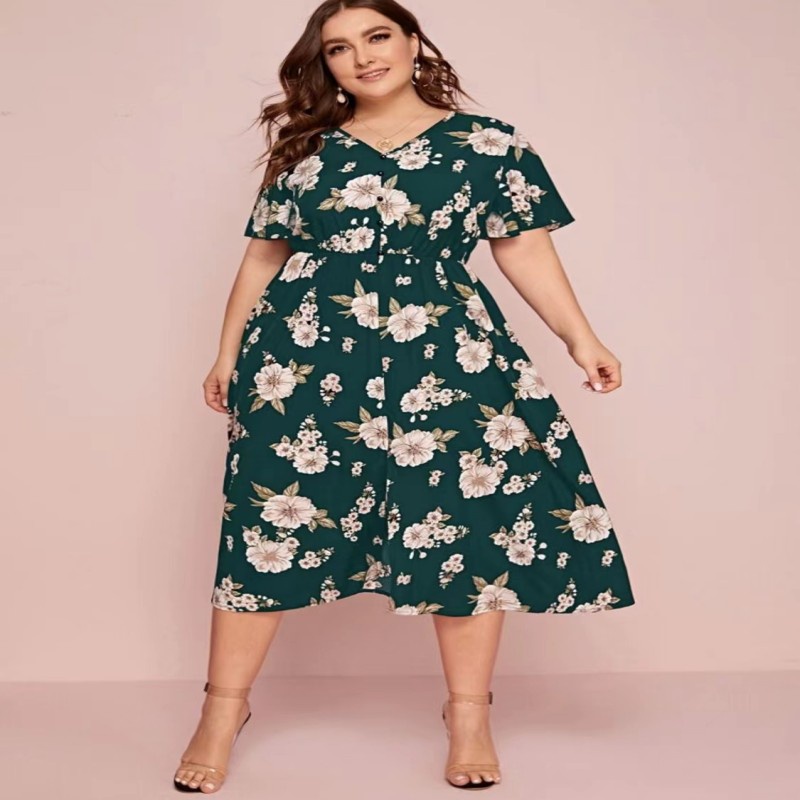 New plus size floral dress elegant vintage dress | Shopee Philippines