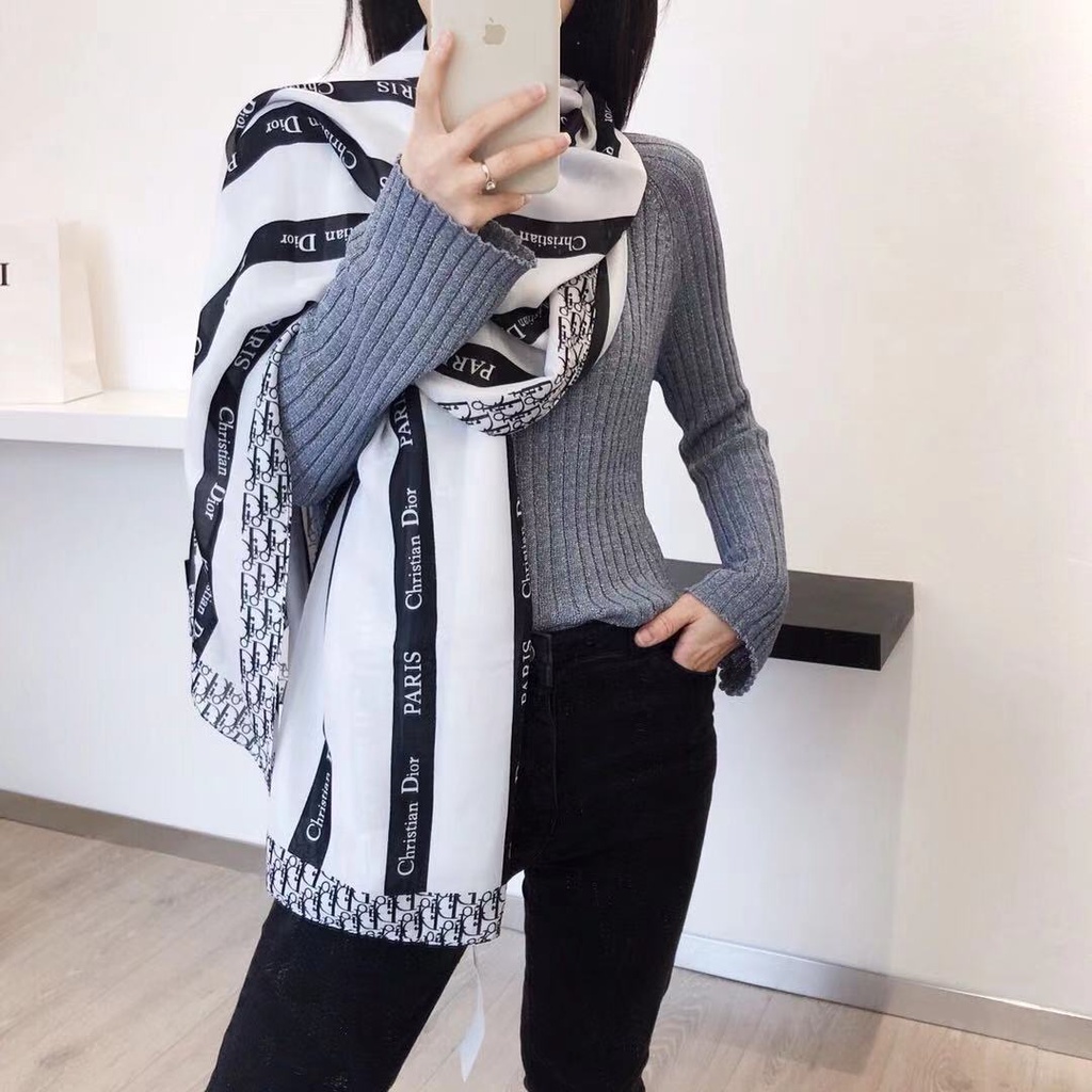 DIOR New AllMatch Trendy Scarf Letter D Striped HighEnd Scarf All