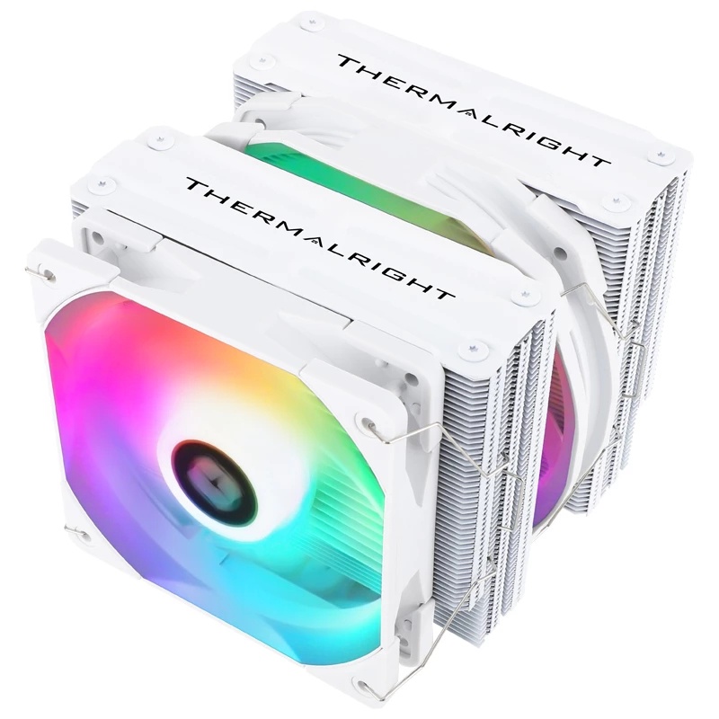 Thermalright FS140 White V3 ARGB CPU-Kühlung Dual Towers, 4 Heatpipes, 120mm und 140mm PWM Dual Lüfter, AGHP Technologie, für AMD AM4 AM5/Intel 1150/1151/1200/2011/1700(Weiß ARGB