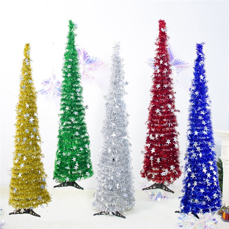Artificial Tinsel Pop up Christmas Tree with Stand Collapsible