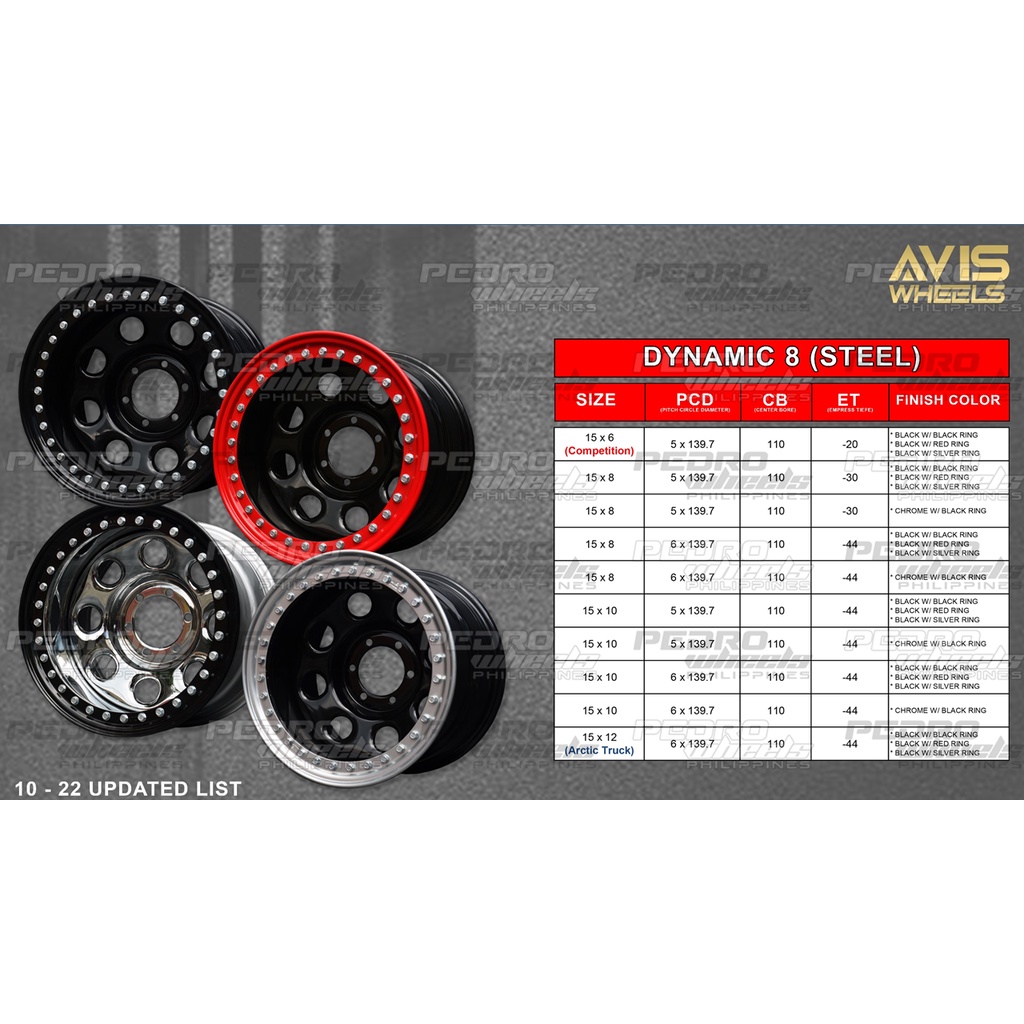 Dynamic 8 Avis Beadlock Offroad Steel Rims 5x139 6x139.7 15x6 15x8 ...