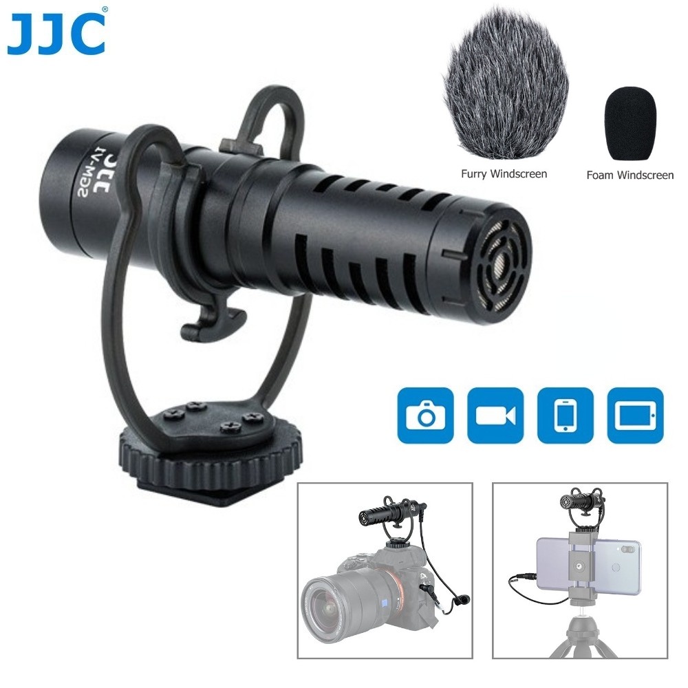 JJC External Cardioid Microphone for Vlog Shooting, 3.5mm Headphone