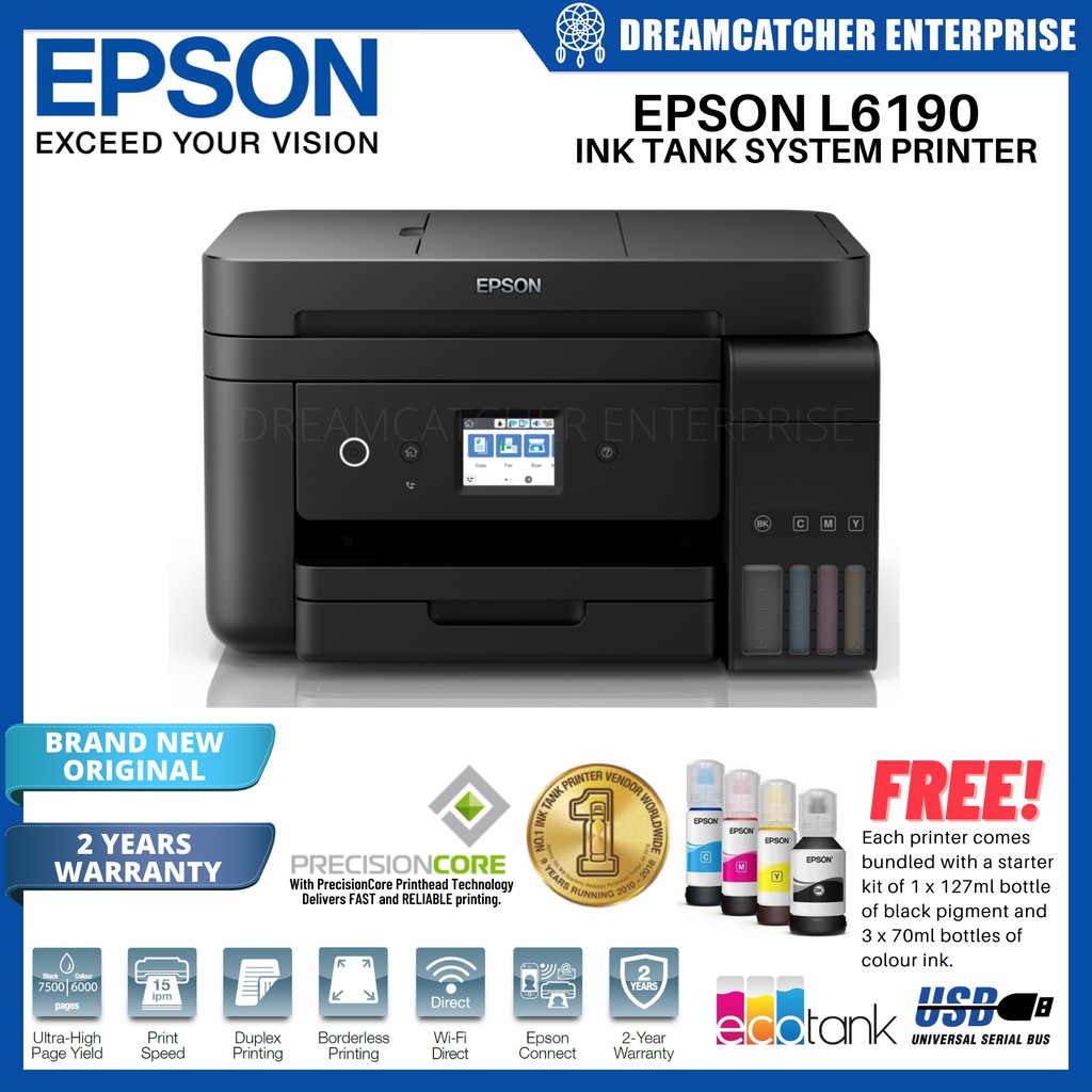 Epson L6190 Wi Fi Duplex All In One Ink Tank Printer With Adf Brand New Original Uses 001 Ink 8796