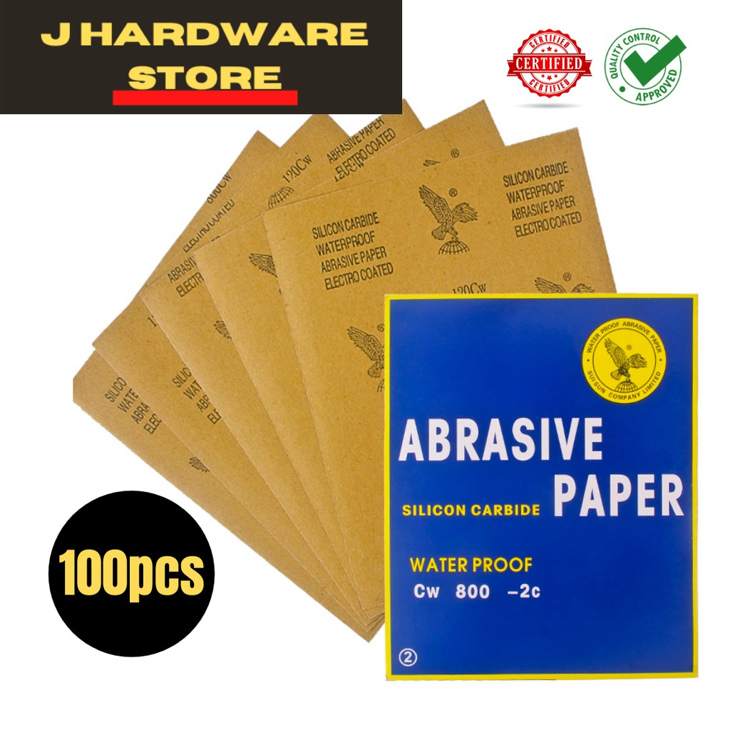 ( ready stock)100pcs sheets Abrasive Sandpaper 60/80/100/120/150/180/240/320/400/600/800/1000