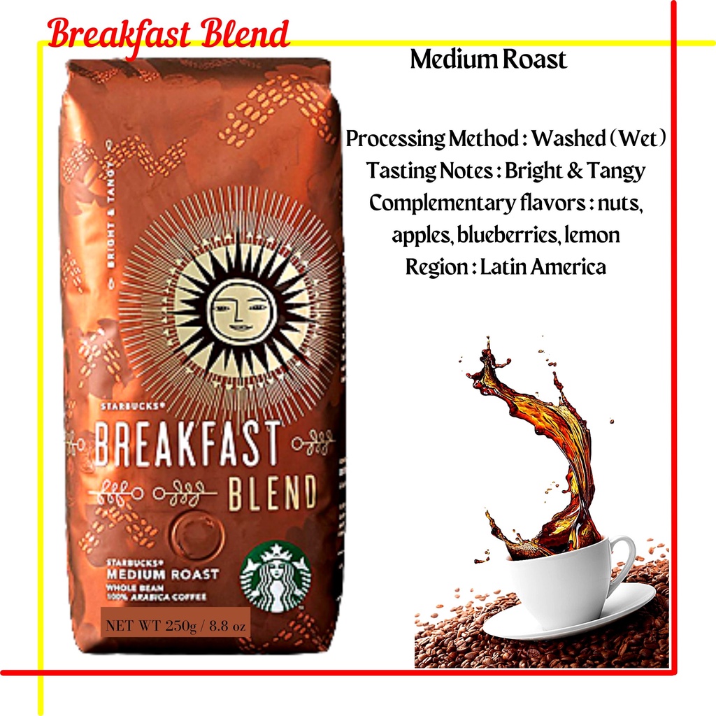Original Starbucks Breakfast Blend Coffee Medium Roast 250g 100% ...