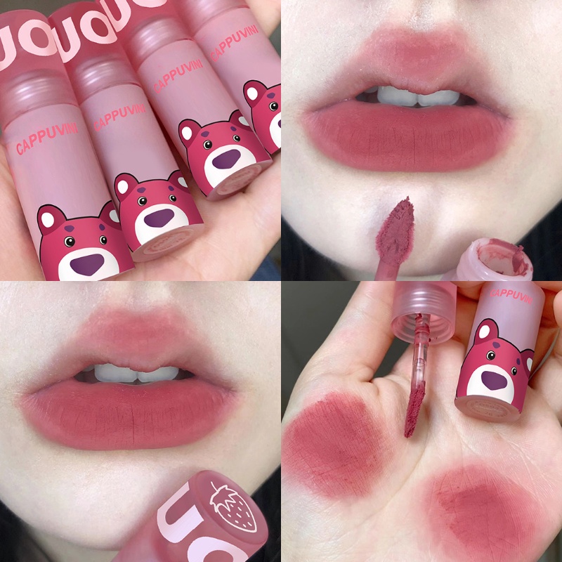 Cappuvini Heart Bear Lip Glaze Milk Mud Velvet Matte Lip Mud Is White And Not Easy To Dip Cup