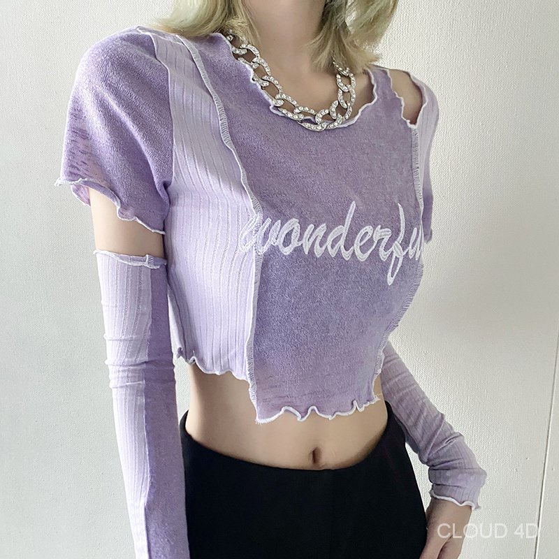 [Comes with Sleeve] Women's Y2k Crop Tops New Fashion Contrast Color ...