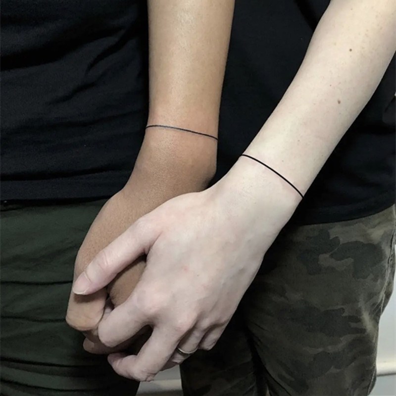 Simple Line Tattoo Sticker Waterproof Temporary Tattoo Couple Tattoo ...