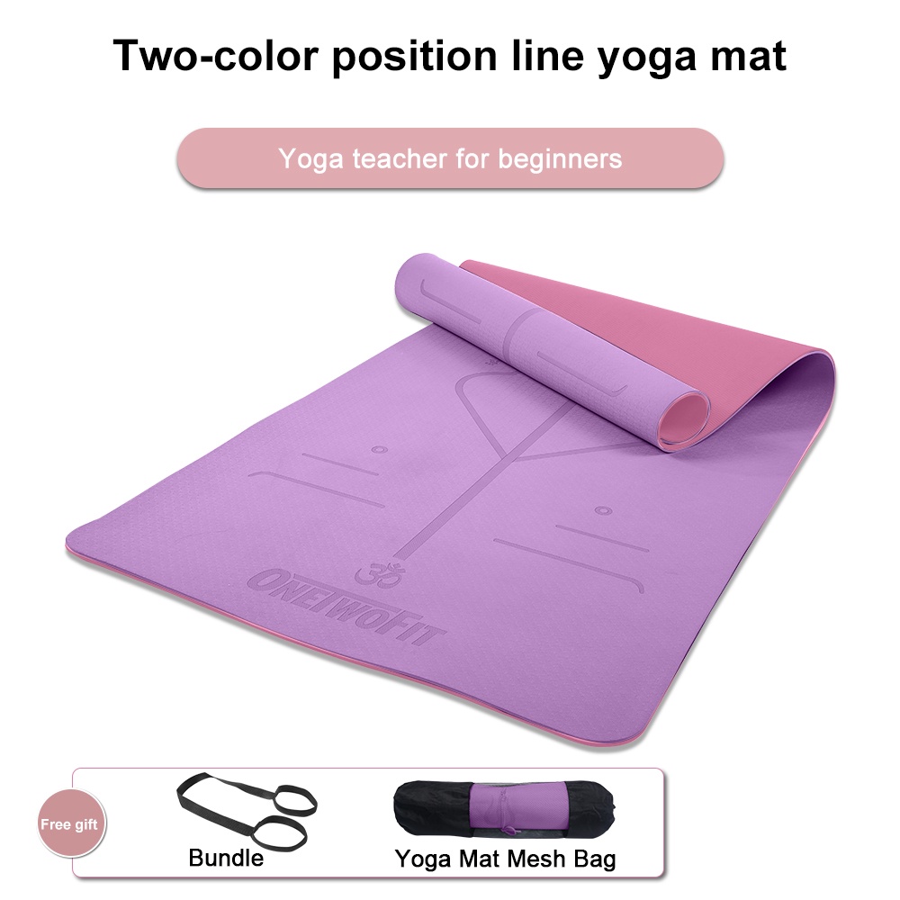 TPE Yoga Mat 6mm Twotone Nonslip Fitness Mat Workout Mat