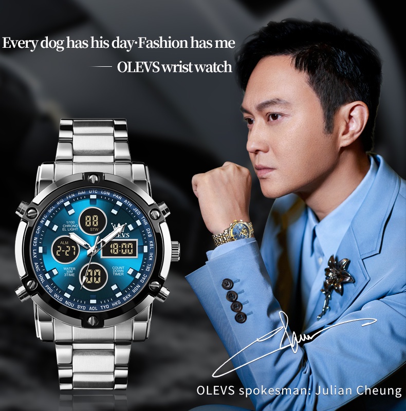OLEVS Watch For Men Digital Watches With Box Stainless Steel 1106