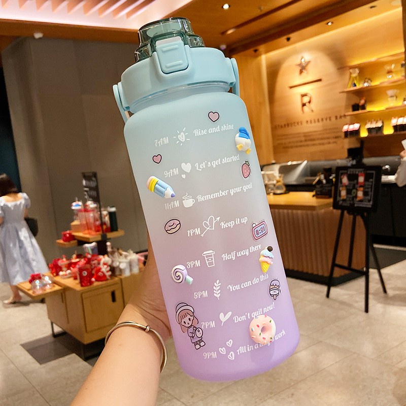 1Liter Water Bottles 1L Jumbo Pastel Sports Tumbler Bottle Time