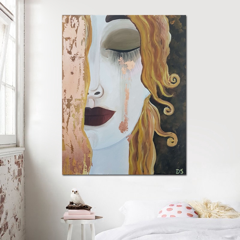 Canvas Painting Wall Art Prints Posters Golden Tears By Gustav Klimt ...
