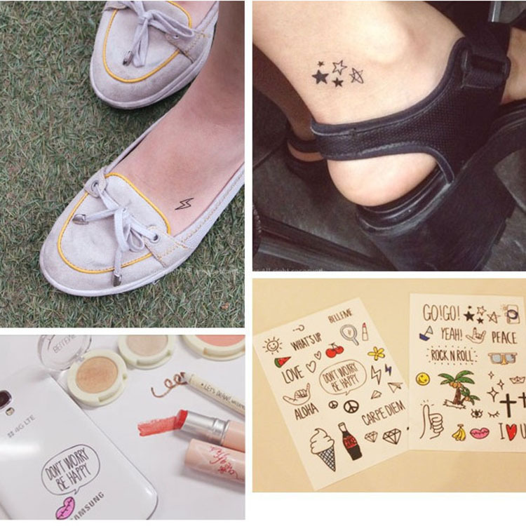 Cute Korean Cartoon Tattoo Stickers Cartoon Funny Children's Women ...