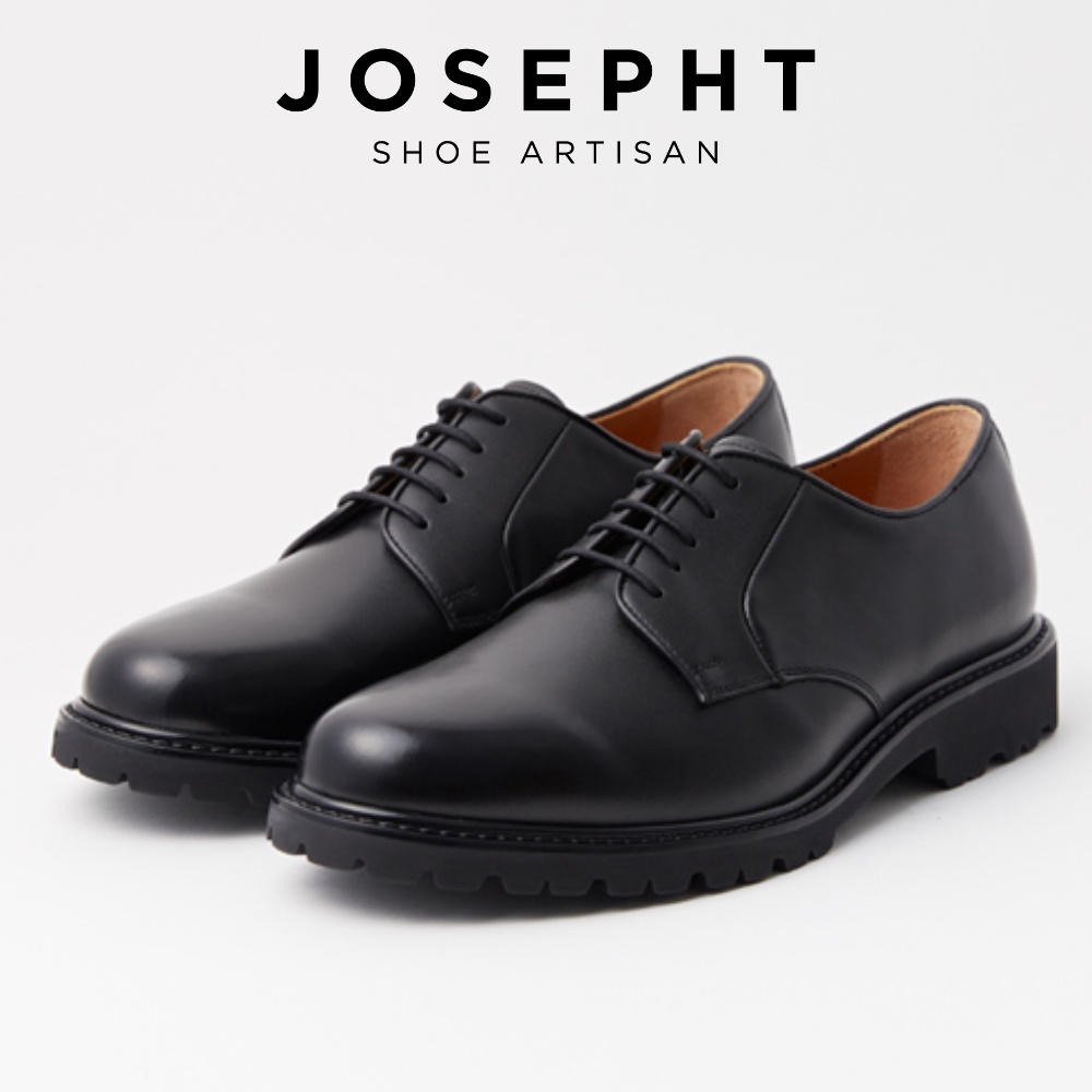 Josepht Cosimo Black Leather Round Toe Derby Lace-ups Shoes Mens Oxford