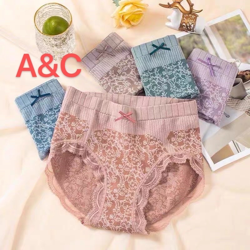 12-6PCS A&C PANTY WOMENS HIGH WAIST UNDER WEAR BREATHABLE BUTTOKS