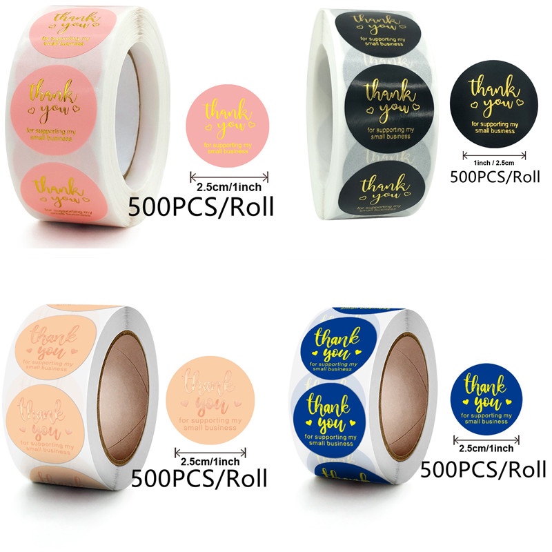 1Inch 500pcs Pink and Blue Thank You For Supporting My Small Business ...