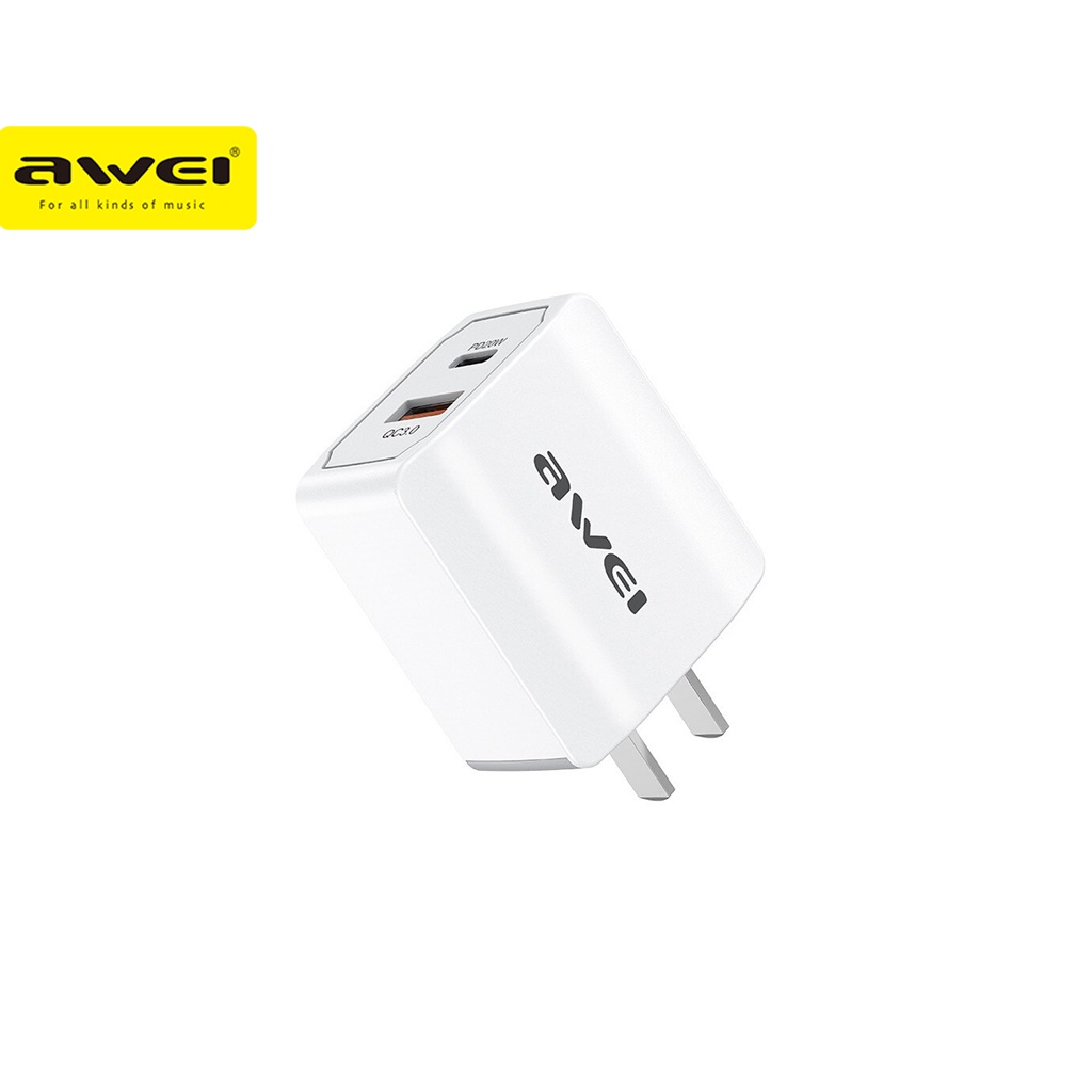 Awei C2 PD QC 20W Power Adapter USB Port and Type C Quick Charge