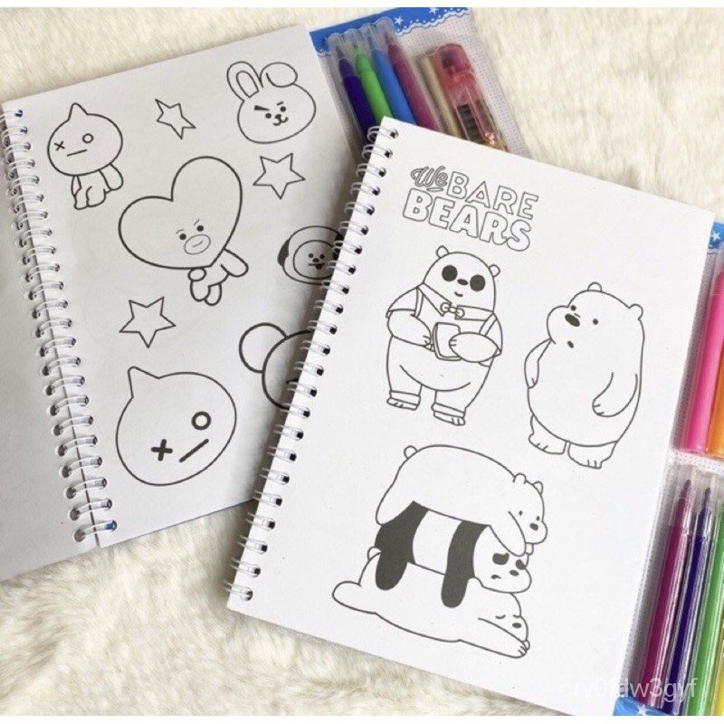 83jNfibL We Bare Bears BTS BT21 Scratch Note / Drawing / Coloring Book ...