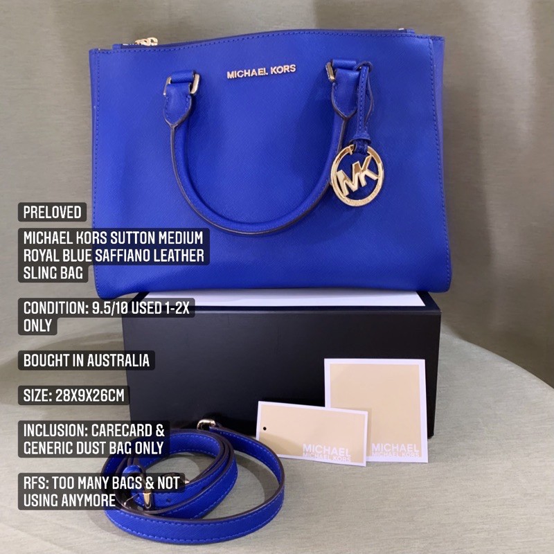 Authentic Michael Kors Sutton Medium Royal Blue Saffiano Leather 2