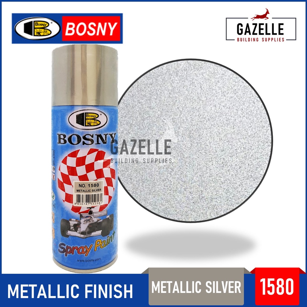 Bosny Metallic Finish Acrylic Spray Paint 1580 Metallic Silver
