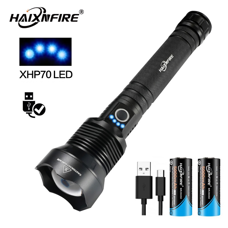 HAIXNFIRE H007 8000 Lumens XHP70.2 Strongest Flashlight Zoom LED Best ...