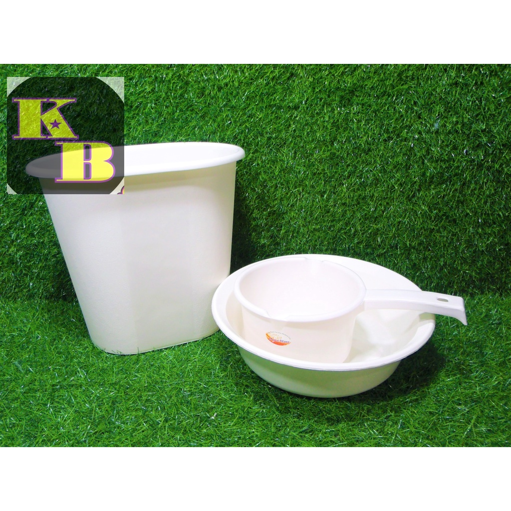 Authentic Bathroom Sets Ware (White Only)(TrashBin,Water Dipper,Basin ...