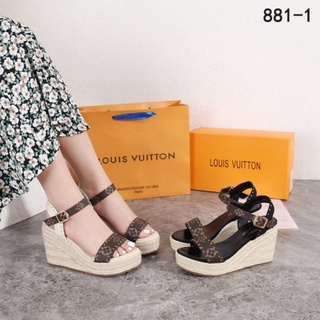 Louis Vuitton Monogram Casual Style Block Heels Elegant Style Logo