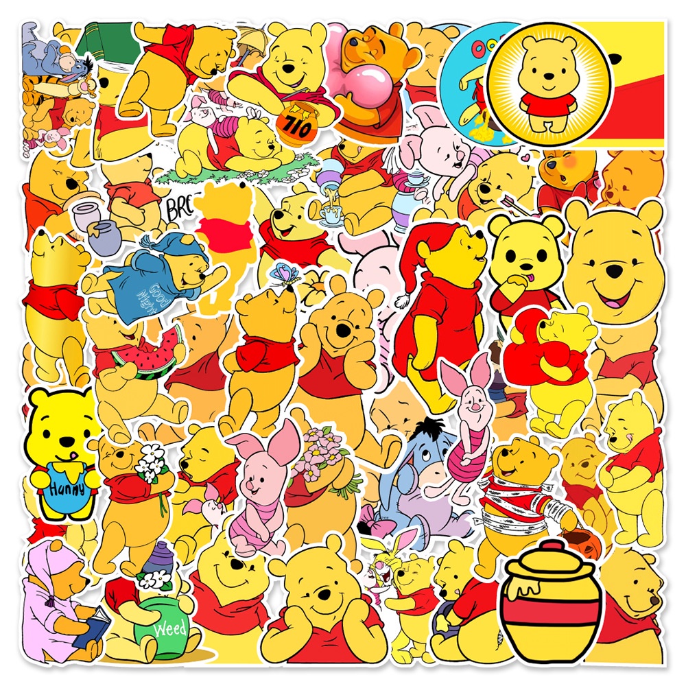 Winnie The Pooh 50 Pcs Waterproof Non Repeating Stickers Pack Shopee 
