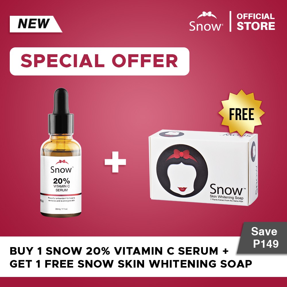 Snow 20 Vitamin C Serum 30 mL FREE Snow Skin Whitening Soap