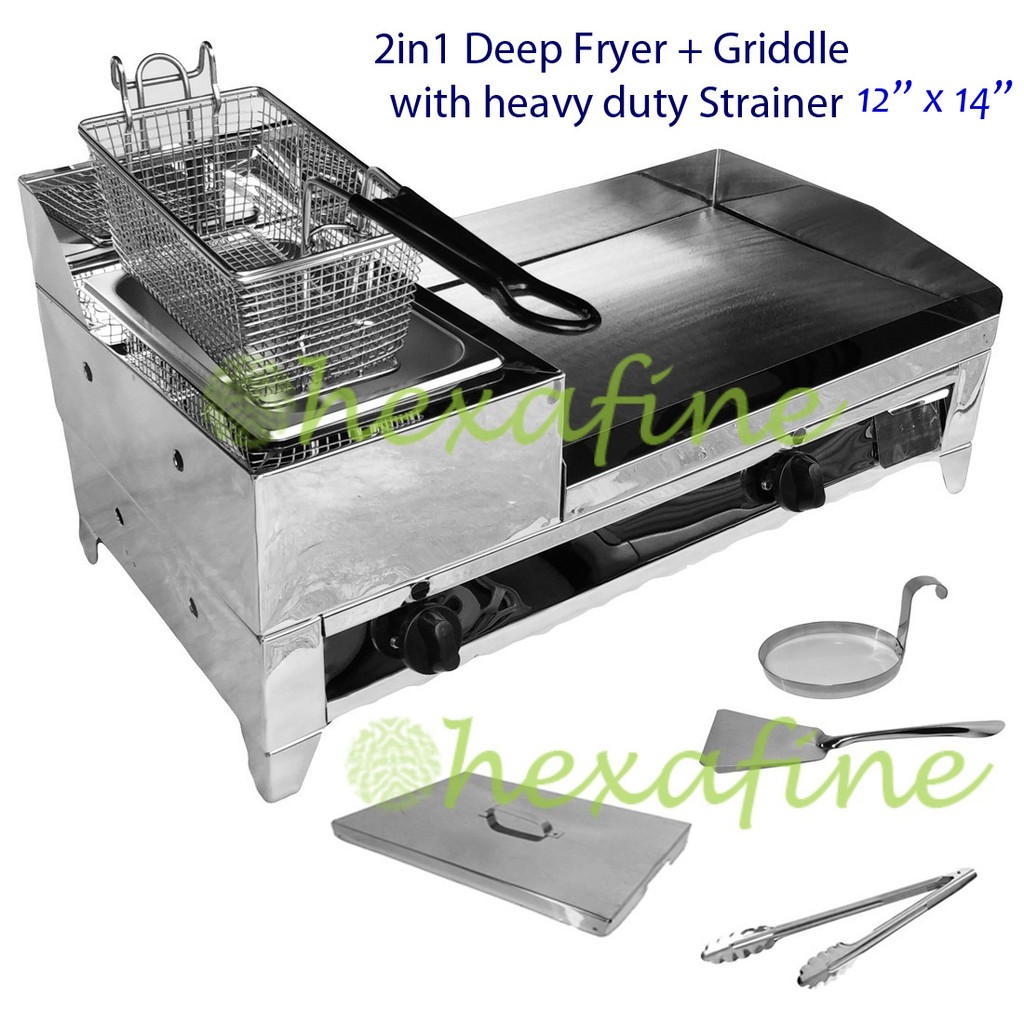 2in1 12x14 Griddle with 2.5 Liters Deep Fryer with Heavy Duty Strainer Gas Operated Shopee Philippines