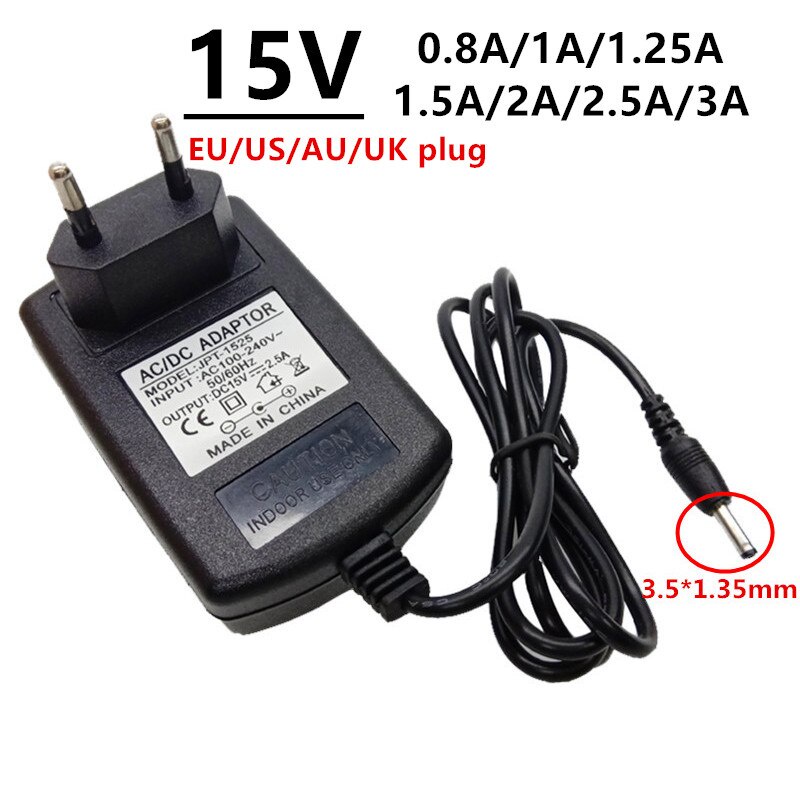 DC 3.5mm 15V AC DC Power Adapter Supply ac/dc adaptor 15 volt 0.8A 1A 1 ...