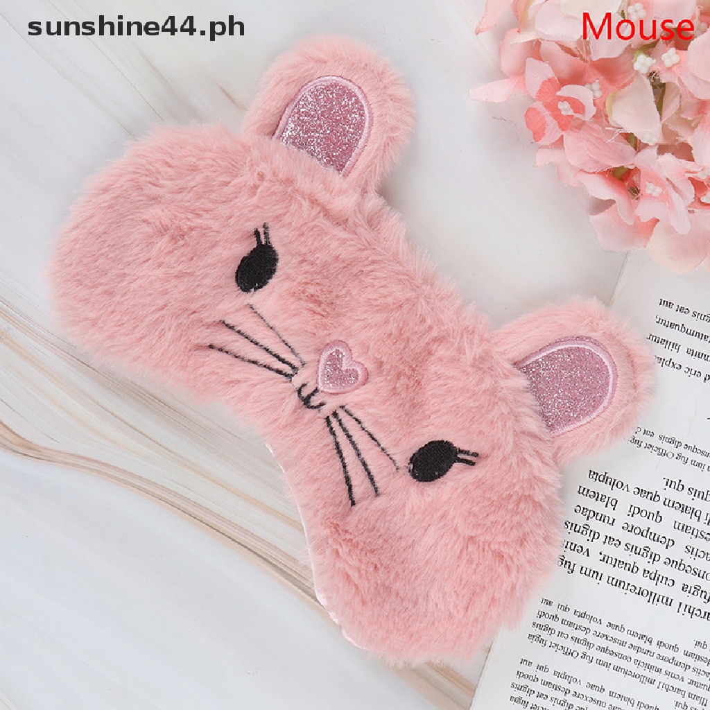 【sunshine44】 Women Plush Eye Mask White Panda Blindfold Eye Patch