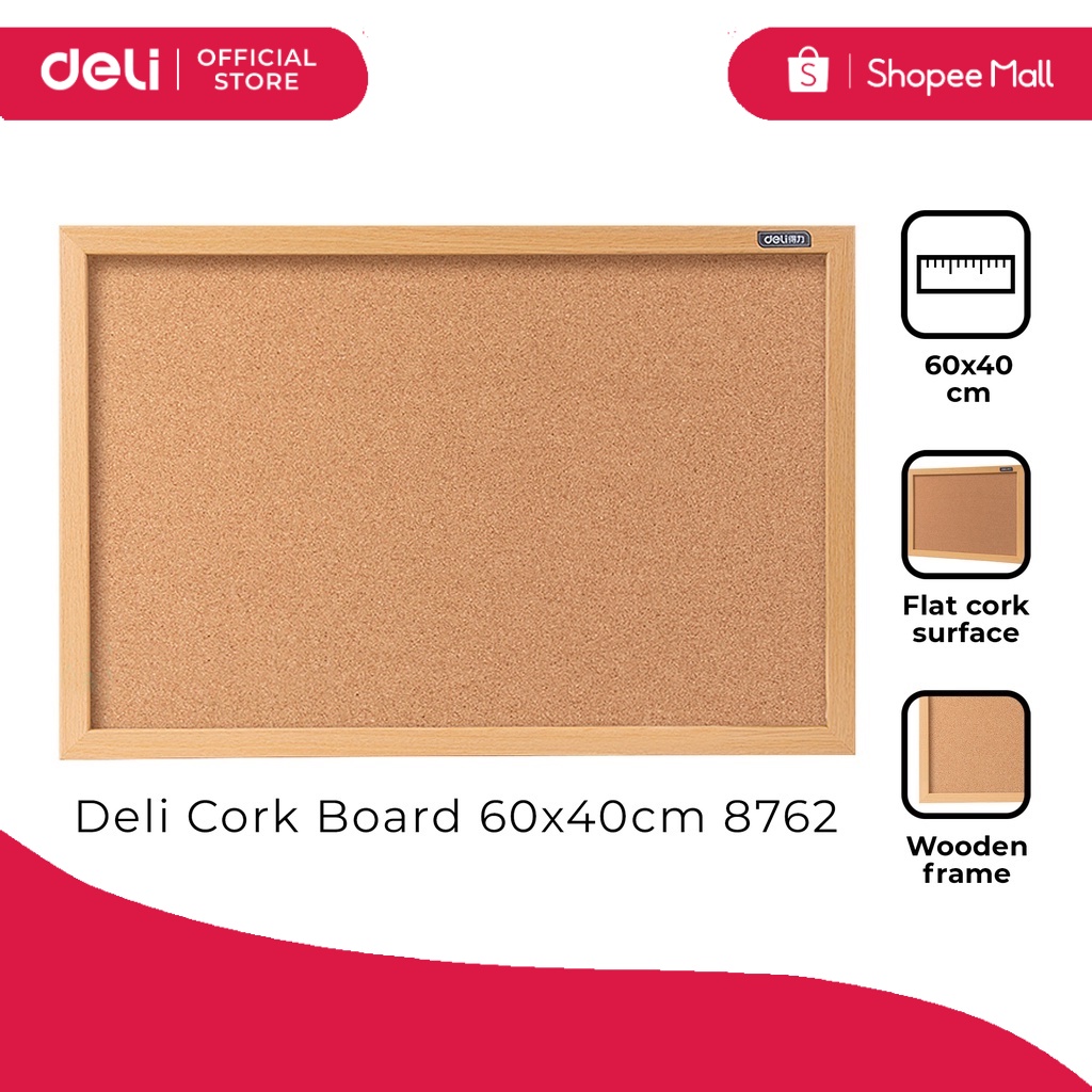 Deli 8762 Cork Board 60x40cm 1PC [798762] | Shopee Philippines