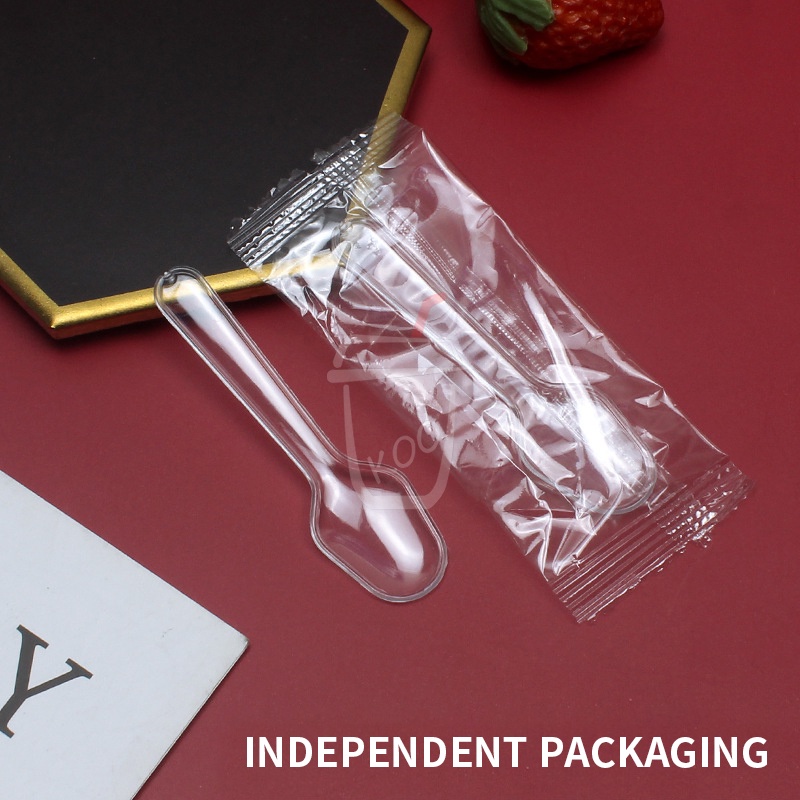 500pcs Pudding Spoon Plastic Sundae Spoon Disposable Transparent Spoon ...