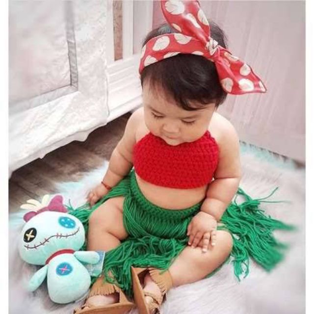 LILO HAWAIIAN SET BABY Crochet COSTUME BABY MILESTONE Shopee Philippines