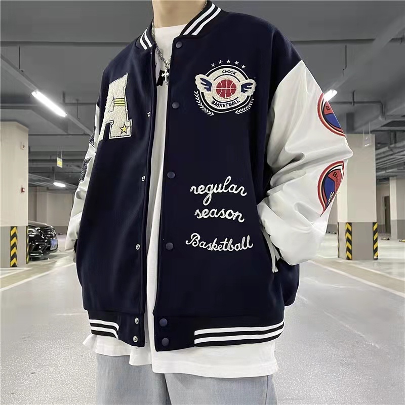 American Retro Youth Pop Bomber Jacket For Men Casual Couple Jacket For ...