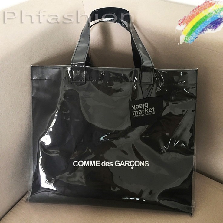 comme des off garcons WHITE Waterproof PVC Jelly Bag Vintage Kraft Paper Bags  Tote Bag Transparent Casual Shopping Bag