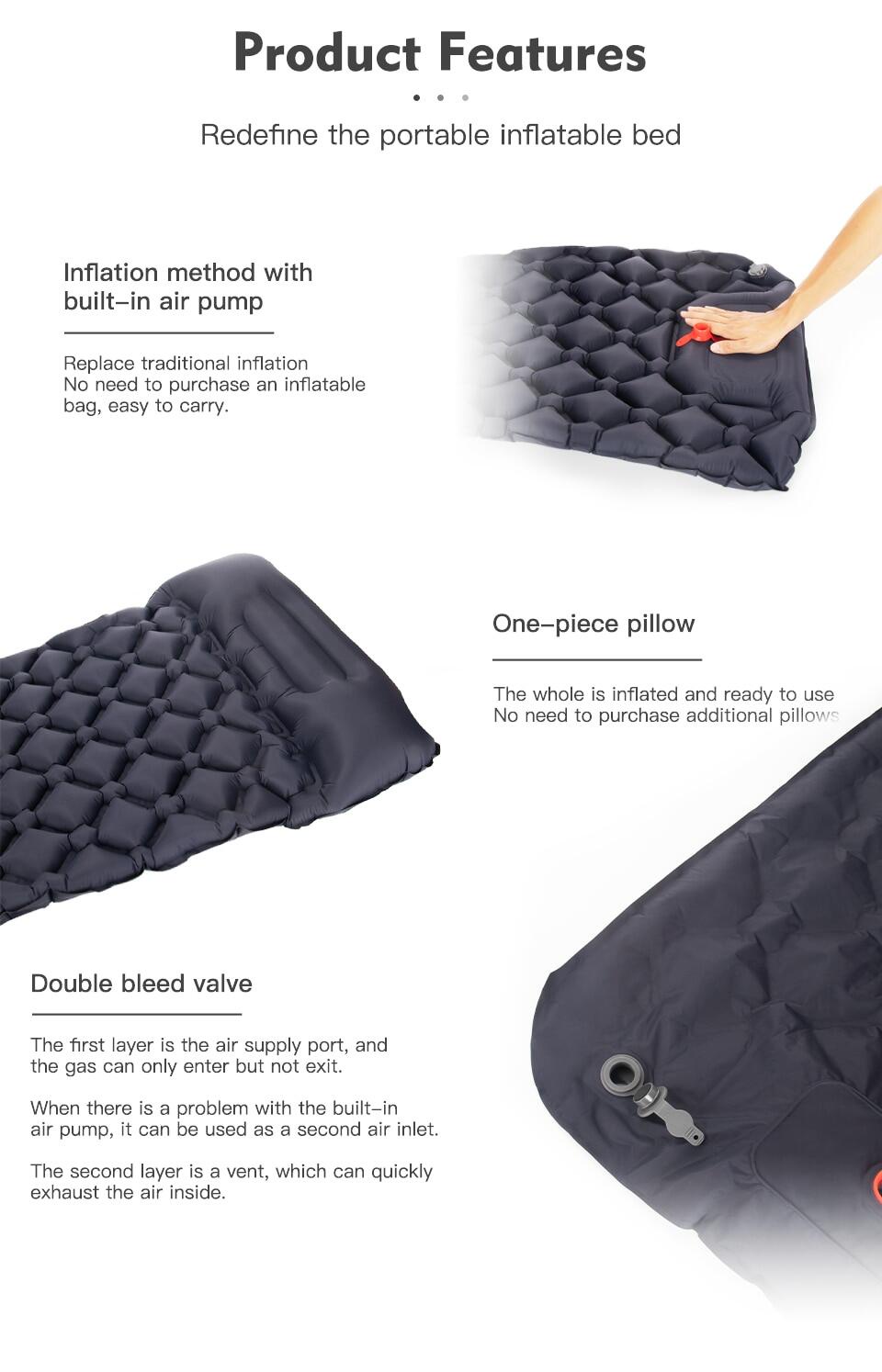 Ultralight Portable Outdoor Inflatable Tent Single Sleeping Mat ...