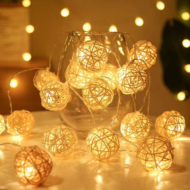 Bamboo balls design battery Christmas lights,warm white light,Christmas