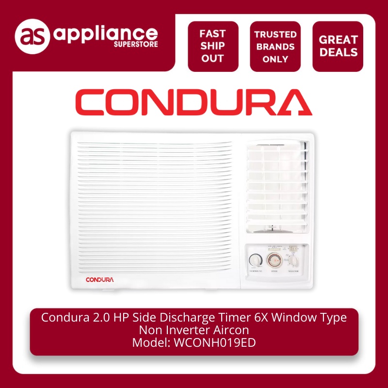 Condura 2.0 HP Side Discharge Timer 6X Window Type Non Inverter Aircon ...