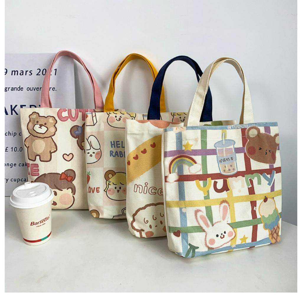 Canvas Tote Bag Shopping Bag Small Cloth Bag Lunch Box Bag | Shopee ...